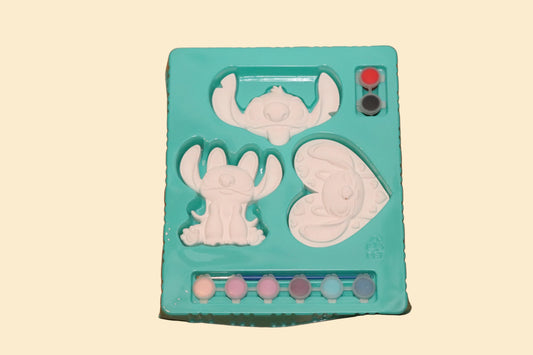 Disney Stitch Gipsfiguren Schilderen – Plaster Paint Set met 3 Figuren, 6 Kleuren en Penseel, Vanaf 6 Jaar