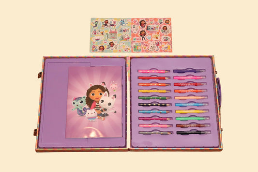 Gabby's Dollhouse Kleurkoffer met Kleurpotloden, Viltstiften en Stickers – Vanaf 3 Jaar