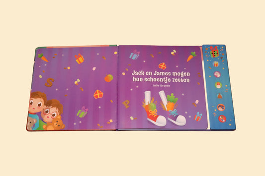 Jack en James mogen hun schoentje zetten – interactief geluidenboek met 6 geluidenknoppen (3+)