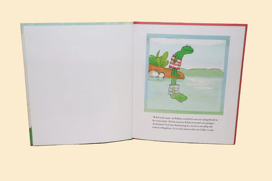 Binnenpagina uit Kikker is Kikker van Max Velthuijs met een kleurrijke illustratie van Kikker