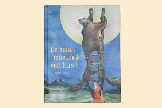 De maan moet ook een kus – voorkant van het prentenboek