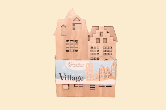 Hobby Flora Wooden Village – Houten DIY-dorp om zelf te versieren