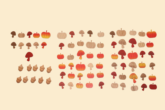 Houten Herfststrooidecoratie – 70 Pompoenen, Paddenstoelen en Eikeltjes