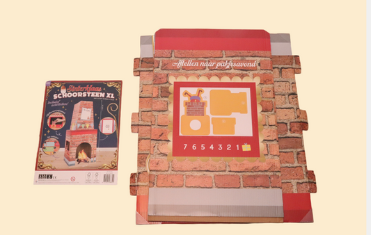 Sinterklaas Schoorsteen XL met Aftelkalender – Kartonnen decoratiehaard 100 × 46 cm