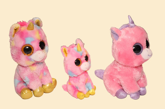 TY Beanie Boos Eenhoorn Fantasia en Magic – Set van 3 Knuffels, 25 cm en 19 cm