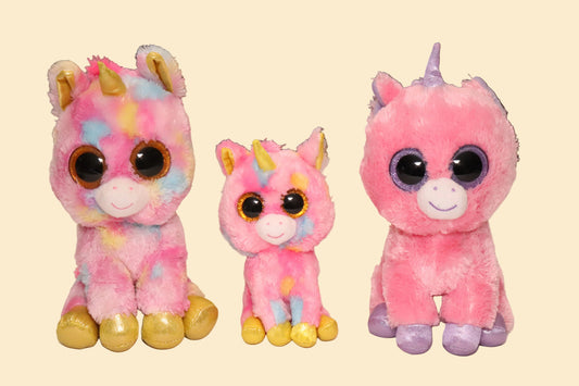 TY Beanie Boos Eenhoorn Fantasia en Magic – Set van 3 Knuffels, 25 cm en 19 cm