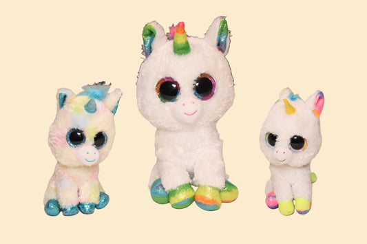TY Beanie Boos Pixy Eenhoorn Knuffels – Set van 3, 25 cm en 19 cm
