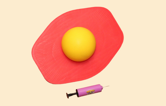 Skippit Board Spring- en Evenwichtstrainer met Gele Bal en Handpomp – Vanaf 6 Jaar