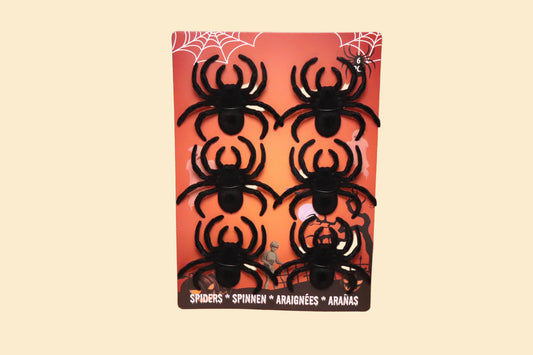 Halloween Decoratiespinnen – 6 Zwarte Harige Spinnen